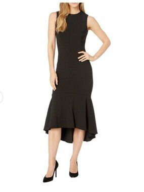 Calvin Klein Womens Black High-Low Flounce Hem Sleeveless Dress - Size 8